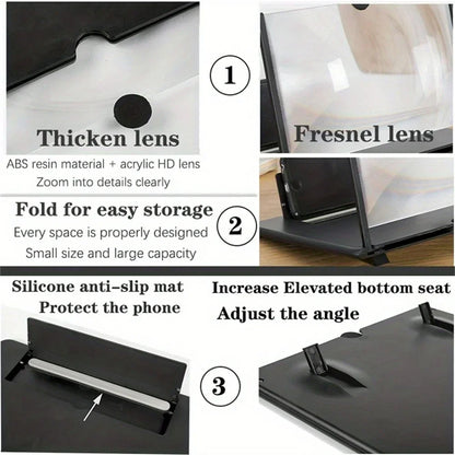 Cell Phone Screen Magnifier HD Video Amplifier Stand Bracket Phones Screen Magnifier for Smartphones Mobile Phone Accessories